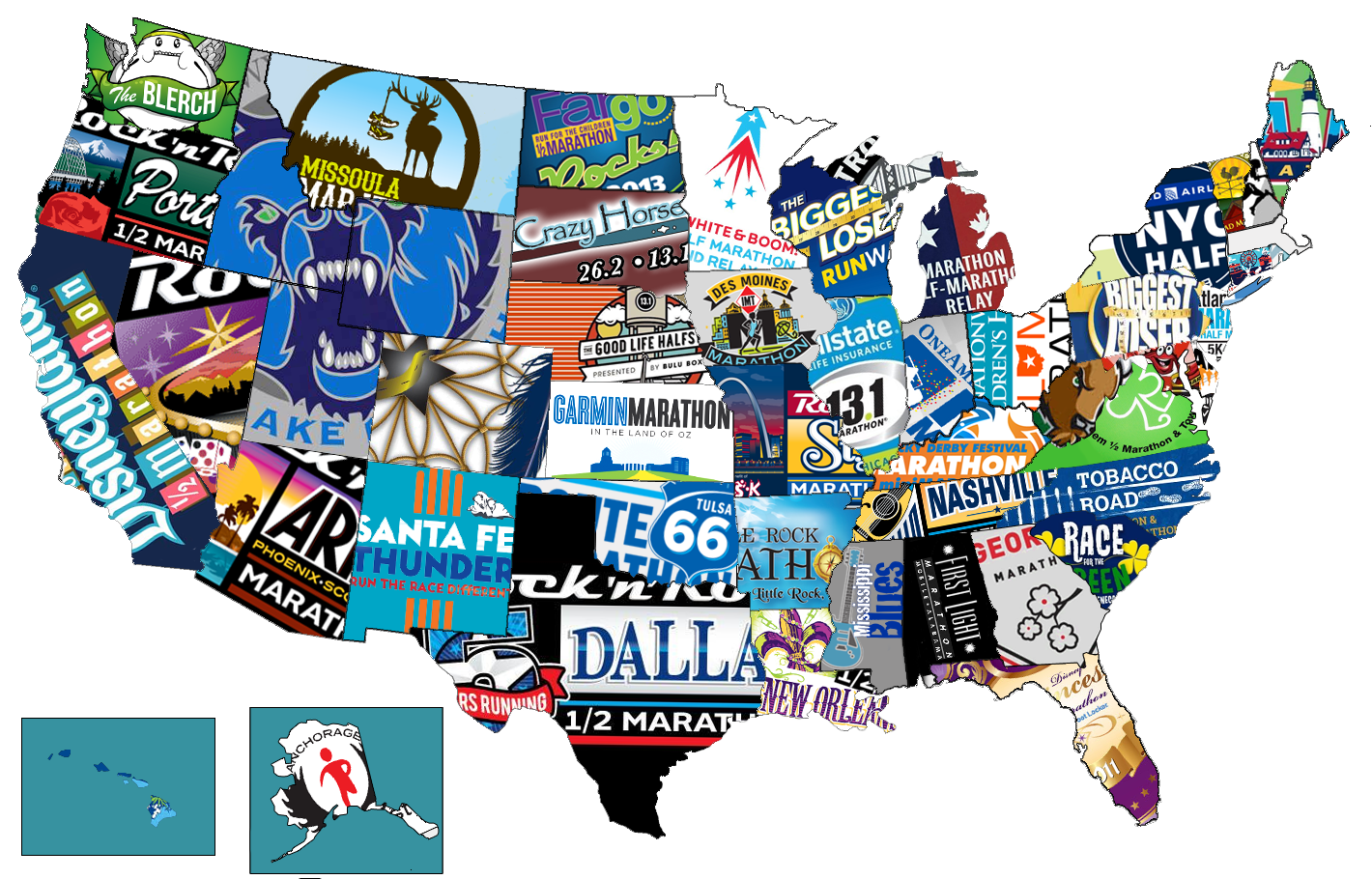 50 States Half Marathons Map
